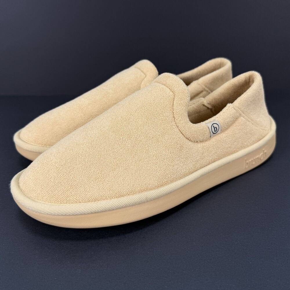 Brunch L’Essentiel Slippers Tan Terry Cloth Luxury House Shoes Men’s 12 New